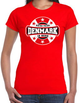 Bellatio Decorations Have fear Denmark is here / Denemarken supporter t-shirt rood voor dames 2XL