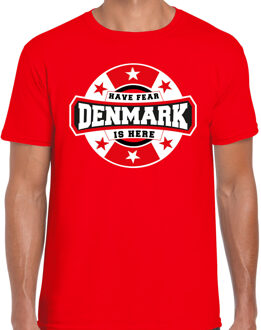 Bellatio Decorations Have fear Denmark is here / Denemarken supporter t-shirt rood voor heren