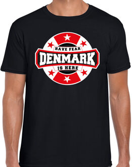 Bellatio Decorations Have fear Denmark is here / Denemarken supporter t-shirt zwart voor heren 2XL