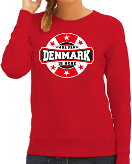 Bellatio Decorations Have fear Denmark is here sweater met sterren embleem in de kleuren van de Deense vlag - rood - dames - Denemarken supporter / Deens elftal fan trui / EK / WK / kleding 2XL