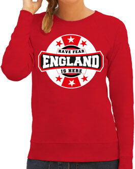 Bellatio Decorations Have fear England is here sweater met sterren embleem in de kleuren van de Engelse vlag - rood - dames - Engeland supporter / Engels elftal fan trui / EK / WK / kleding 2XL