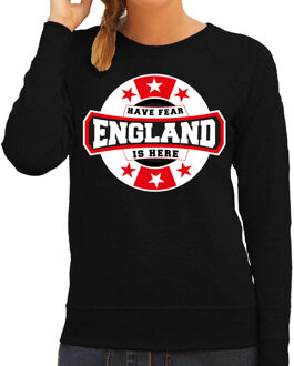 Bellatio Decorations Have fear England is here sweater met sterren embleem in de kleuren van de Engelse vlag - zwart - dames - Engeland supporter / Engels elftal fan trui / EK / WK / kleding 2XL