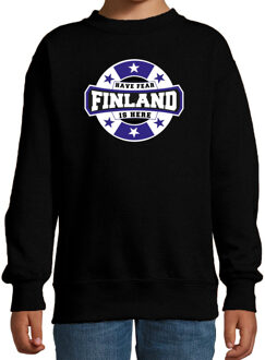 Bellatio Decorations Have fear Finland is here / Finland supporter sweater zwart voor kids