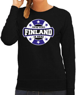 Bellatio Decorations Have fear Finland is here sweater met sterren embleem in de kleuren van de Finse vlag - zwart - dames - Finland supporter / Fins elftal fan trui / EK / WK / kleding 2XL