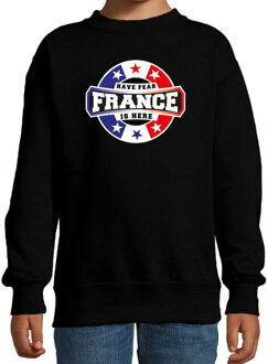Bellatio Decorations Have fear France is here / Frankrijk supporter sweater zwart voor kids 5-6 jaar (110/116)
