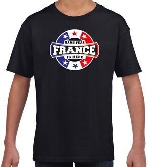 Bellatio Decorations Have fear France is here / Frankrijk supporter t-shirt zwart voor kids L (146-152)