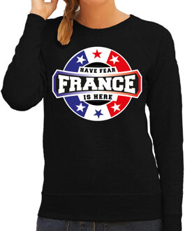 Bellatio Decorations Have fear France is here sweater met sterren embleem in de kleuren van de Franse vlag - zwart - dames - Frankrijk supporter / Frans elftal fan trui / EK / WK / kleding XS