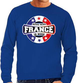 Bellatio Decorations Have fear France is here sweater voor Frankrijk supporters blauw voor heren 2XL