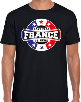 Bellatio Decorations Have fear France is here t-shirt voor Frankrijk supporters zwart voor heren 2XL