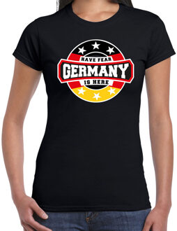 Bellatio Decorations Have fear Germany is here / Duitsland supporter t-shirt zwart voor dames 2XL