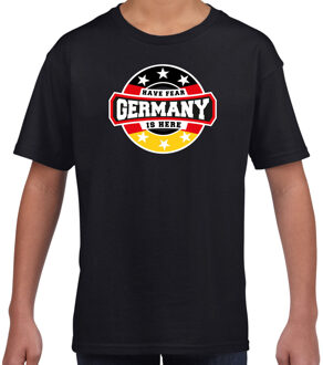 Bellatio Decorations Have fear Germany is here / Duitsland supporter t-shirt zwart voor kids L (146-152)