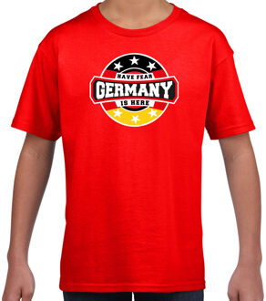 Bellatio Decorations Have fear Germany is here / Duitsland supporters t-shirt rood voor kids L (146-152)