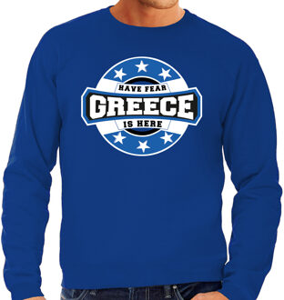 Bellatio Decorations Have fear Greece is here / Griekenland supporter sweater blauw voor heren 2XL