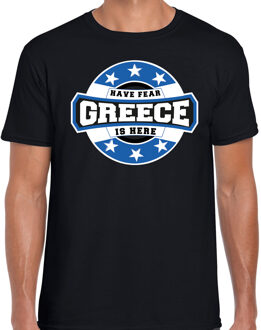 Bellatio Decorations Have fear Greece is here / Griekenland supporter t-shirt zwart voor heren L