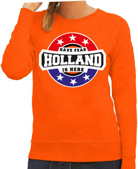 Bellatio Decorations Have fear Holland is here sweater met sterren embleem in de kleuren van de Nederlandse vlag - oranje - dames - Holland supporter / Nederlands elftal fan trui / EK / WK / kleding 2XL