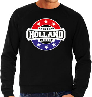 Bellatio Decorations Have fear Holland is here sweater met sterren embleem in de kleuren van de Nederlandse vlag - zwart - heren - Holland supporter / Nederlands elftal fan trui / EK / WK / kleding 2XL