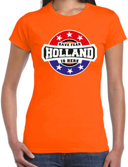 Bellatio Decorations Have fear Holland is here t-shirt met sterren embleem in de kleuren van de Nederlandse vlag - oranje - dames - Holland supporter / Nederlands elftal fan shirt / EK / WK / kleding 2XL