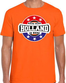 Bellatio Decorations Have fear Holland is here t-shirt met sterren embleem in de kleuren van de Nederlandse vlag - oranje - heren - Holland supporter / Nederlands elftal fan shirt / EK / WK / kleding 2XL