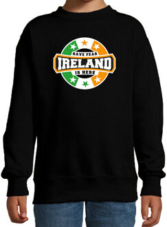 Bellatio Decorations Have fear Ireland is here / Ierland supporter sweater zwart voor kids 12-13 jaar (152/164)