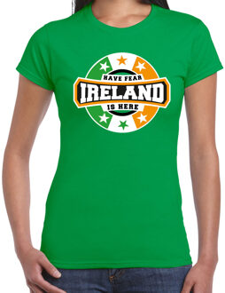 Bellatio Decorations Have fear Ireland is here / Ierland supporter t-shirt groen voor dames
