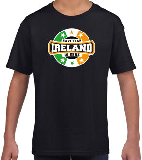 Bellatio Decorations Have fear Ireland is here / Ierland supporter t-shirt zwart voor kids S (122-128)