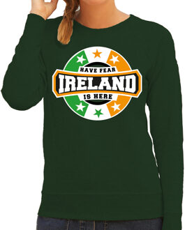Bellatio Decorations Have fear Ireland is here sweater met sterren embleem in de kleuren van de Ierse vlag - groen - dames - Ierland supporter / Iers elftal fan trui / EK / WK / kleding 2XL