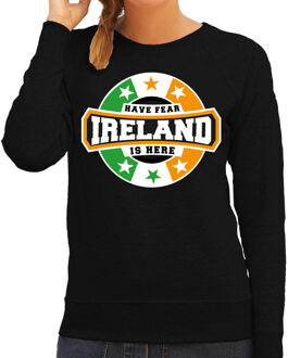 Bellatio Decorations Have fear Ireland is here sweater met sterren embleem in de kleuren van de Ierse vlag - zwart - dames - Ierland supporter / Iers elftal fan trui / EK / WK / kleding S