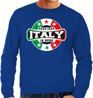 Bellatio Decorations Have fear Italy is here / Italie supporter sweater blauw voor heren 2XL