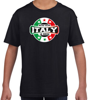 Bellatio Decorations Have fear Italy is here / Italie supporter t-shirt zwart voor kids L (146-152)