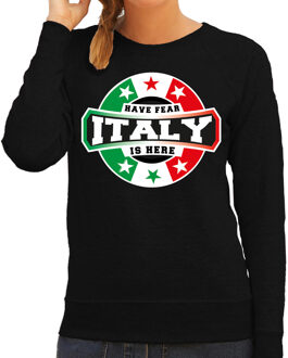 Bellatio Decorations Have fear Italy is here sweater met sterren embleem in de kleuren van de Italiaanse vlag - zwart - dames - Italie supporter / Italiaans elftal fan trui / EK / WK / kleding 2XL