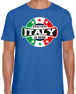 Bellatio Decorations Have fear Italy is here t-shirt voor Italie supporters blauw voor heren 2XL