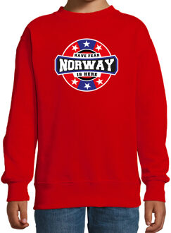 Bellatio Decorations Have fear Norway is here / Noorwegen supporter sweater rood voor kids 7-8 jaar (122/128)