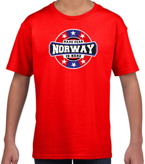 Bellatio Decorations Have fear Norway is here / Noorwegen supporter t-shirt rood voor kids L (146-152)