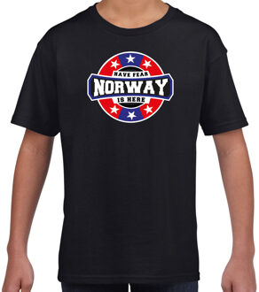 Bellatio Decorations Have fear Norway is here / Noorwegen supporter t-shirt zwart voor kids L (146-152)