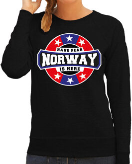 Bellatio Decorations Have fear Norway is here sweater met sterren embleem in de kleuren van de Noorse vlag - zwart - dames - Noorwegen supporter / Noors elftal fan trui / EK / WK / kleding 2XL