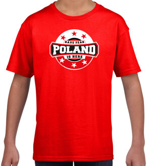 Bellatio Decorations Have fear Poland is here / Polen supporter t-shirt rood voor kids L (146-152)