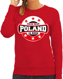 Bellatio Decorations Have fear Poland is here sweater met sterren embleem in de kleuren van de Poolse vlag - rood - dames - Polen supporter / Pools elftal fan trui / EK / WK / kleding 2XL