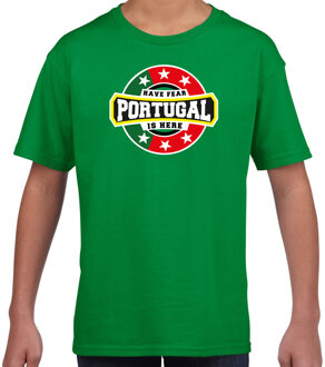 Bellatio Decorations Have fear Portugal is here / Portugal supporter t-shirt groen voor kids L (146-152)