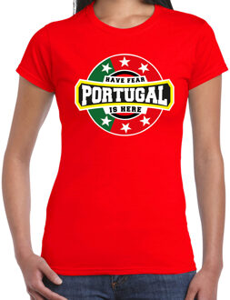 Bellatio Decorations Have fear Portugal is here / Portugal supporter t-shirt rood voor dames 2XL