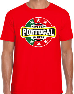 Bellatio Decorations Have fear Portugal is here / Portugal supporter t-shirt rood voor heren 2XL