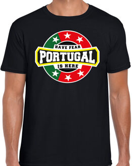 Bellatio Decorations Have fear Portugal is here / Portugal supporter t-shirt zwart voor heren 2XL