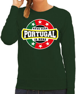 Bellatio Decorations Have fear Portugal is here sweater met sterren embleem in de kleuren van de Portugese vlag - groen - dames - Portugal supporter / Portugees elftal fan trui / EK / WK / kleding 2XL