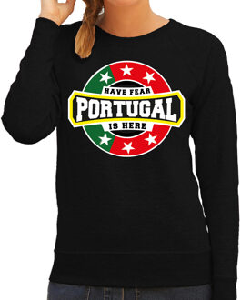 Bellatio Decorations Have fear Portugal is here sweater met sterren embleem in de kleuren van de Portugese vlag - zwart - dames - Portugal supporter / Portugees elftal fan trui / EK / WK / kleding 2XL