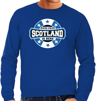 Bellatio Decorations Have fear Scotland is here / Schotland supporter sweater blauw voor heren