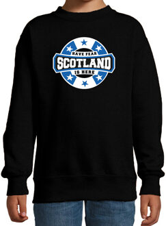 Bellatio Decorations Have fear Scotland is here / Schotland supporter sweater zwart voor kids 12-13 jaar (152/164)