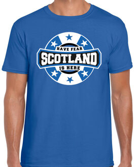 Bellatio Decorations Have fear Scotland is here / Schotland supporter t-shirt blauw voor heren 2XL