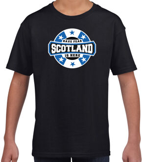 Bellatio Decorations Have fear Scotland is here / Schotland supporter t-shirt zwart voor kids L (146-152)