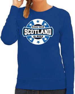 Bellatio Decorations Have fear Scotland is here sweater met sterren embleem in de kleuren van de Schotse vlag - blauw - dames - Schotland supporter / Schots elftal fan trui / EK / WK / kleding 2XL