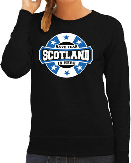 Bellatio Decorations Have fear Scotland is here sweater met sterren embleem in de kleuren van de Schotse vlag - zwart - dames - Schotland supporter / Schots elftal fan trui / EK / WK / kleding 2XL