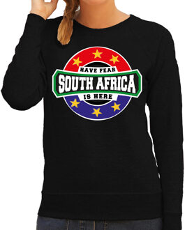 Bellatio Decorations Have fear South Africa is here sweater met sterren embleem in de kleuren van de Zuid Afrikaanse vlag - zwart - dames - Zuid Afrika supporter / Afrikaans elftal fan trui / EK / WK / kleding XS